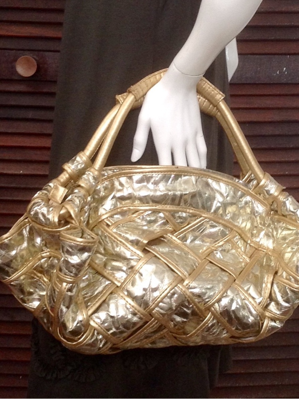 ✨ Metallic Gold & Silver Woven Basket Purse | Unique Statement Handbag